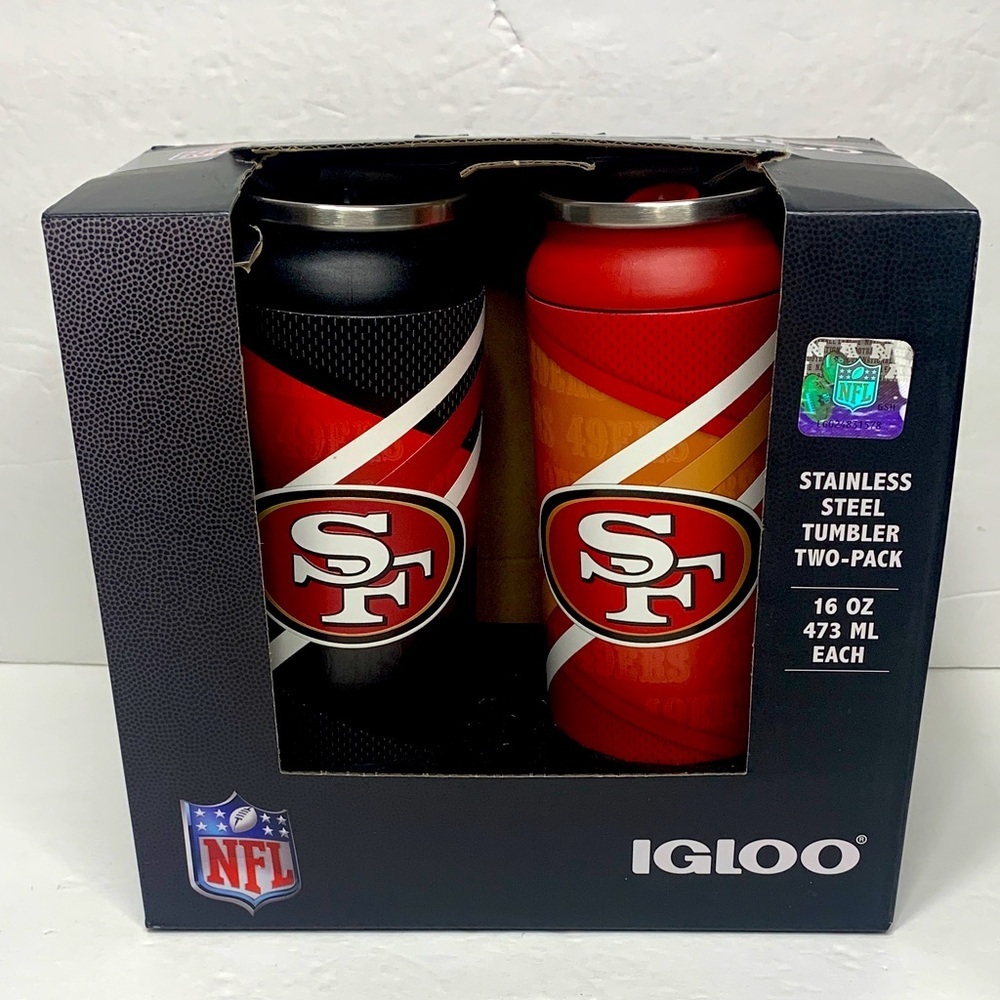 NFL San Francisco 49ers 16 oz Tumbler Set Insulated Igloo Cooler Can New